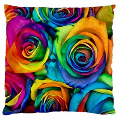 Colorful Roses Bouquet Rainbow Large Premium Plush Fleece Cushion Case (one Side) by B30l