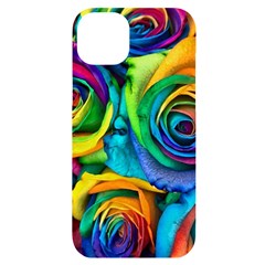Colorful Roses Bouquet Rainbow Iphone 14 Plus Black Uv Print Case by B30l