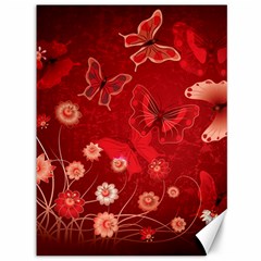 Four Red Butterflies With Flower Illustration Butterfly Flowers Canvas 36  X 48 