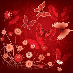 Four Red Butterflies With Flower Illustration Butterfly Flowers Play Mat (rectangle) by B30l