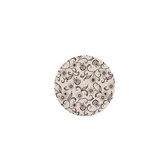 White And Brown Floral Wallpaper Flowers Background Pattern 1  Mini Buttons