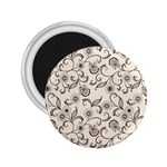 White And Brown Floral Wallpaper Flowers Background Pattern 2.25  Magnets Front