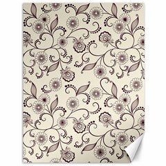 White And Brown Floral Wallpaper Flowers Background Pattern Canvas 36  X 48 