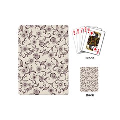 White And Brown Floral Wallpaper Flowers Background Pattern Playing Cards Single Design (mini)
