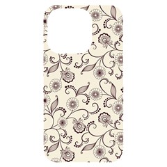 White And Brown Floral Wallpaper Flowers Background Pattern Iphone 14 Pro Black Uv Print Case