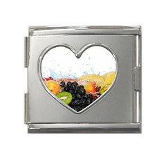 Variety Of Fruit Water Berry Food Splash Kiwi Grape Mega Link Heart Italian Charm (18mm) by B30l