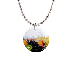 Variety Of Fruit Water Berry Food Splash Kiwi Grape 1  Button Necklace by B30l