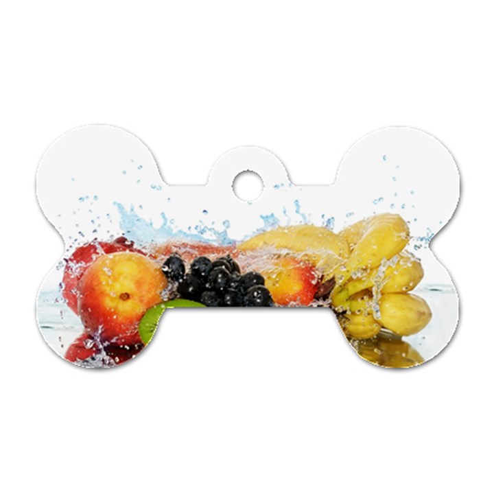 Variety Of Fruit Water Berry Food Splash Kiwi Grape Dog Tag Bone (One Side)