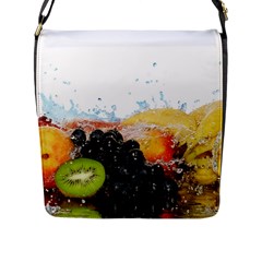 Variety Of Fruit Water Berry Food Splash Kiwi Grape Flap Closure Messenger Bag (l) by B30l