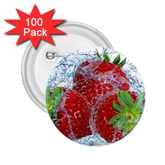 Red Strawberries Water Squirt Strawberry Fresh Splash Drops 2 25  Buttons (100 Pack) 