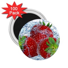 Red Strawberries Water Squirt Strawberry Fresh Splash Drops 2 25  Magnets (100 Pack) 