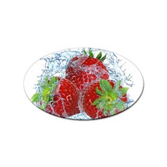 Red Strawberries Water Squirt Strawberry Fresh Splash Drops Sticker Oval (10 Pack)
