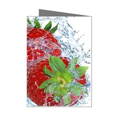 Red Strawberries Water Squirt Strawberry Fresh Splash Drops Mini Greeting Cards (Pkg of 8)