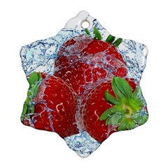 Red Strawberries Water Squirt Strawberry Fresh Splash Drops Ornament (snowflake) by B30l