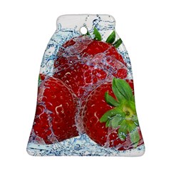 Red Strawberries Water Squirt Strawberry Fresh Splash Drops Bell Ornament (Two Sides)