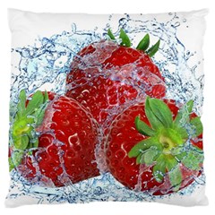 Red Strawberries Water Squirt Strawberry Fresh Splash Drops Large Cushion Case (Two Sides)