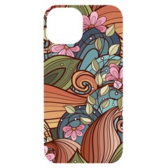 Multicolored Flower Decor Flowers Patterns Leaves Colorful Iphone 14 Black Uv Print Case