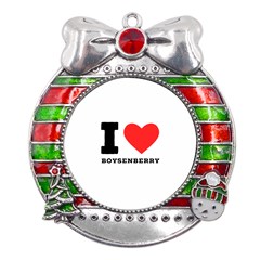 I love boysenberry  Metal X Mas Ribbon With Red Crystal Round Ornament