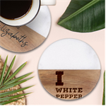 I love white pepper Classic Marble Wood Coaster (Round)  Front