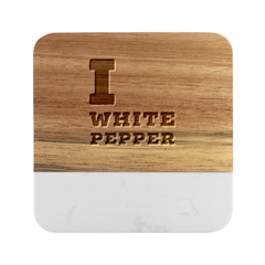 I Love White Pepper Marble Wood Coaster (square) by ilovewhateva