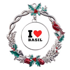 I Love Basil Metal X mas Wreath Holly Leaf Ornament by ilovewhateva