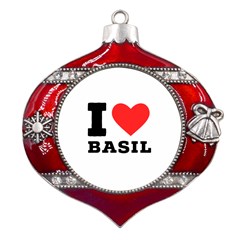 I Love Basil Metal Snowflake And Bell Red Ornament by ilovewhateva