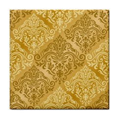 Damas Pattern Vector Texture Gold Ornament With Seamless Tile Coaster by danenraven