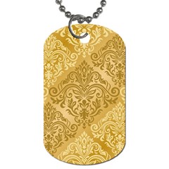 Damas Pattern Vector Texture Gold Ornament With Seamless Dog Tag (one Side) by danenraven