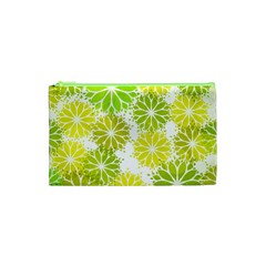 Flowers Green Texture With Pattern Leaves Shape Seamless Cosmetic Bag (xs) by danenraven