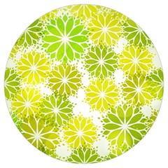 Flowers Green Texture With Pattern Leaves Shape Seamless Round Trivet by danenraven