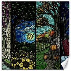 Four Assorted Illustrations Collage Winter Autumn Summer Picture Canvas 12  X 12  by danenraven