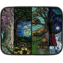 Four Assorted Illustrations Collage Winter Autumn Summer Picture Fleece Blanket (Mini)