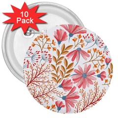 Flowers Pattern Seamless Floral Floral Pattern 3  Buttons (10 pack) 