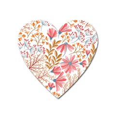 Flowers Pattern Seamless Floral Floral Pattern Heart Magnet