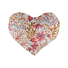 Flowers Pattern Seamless Floral Floral Pattern Standard 16  Premium Flano Heart Shape Cushions