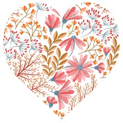 Flowers Pattern Seamless Floral Floral Pattern Wooden Puzzle Heart