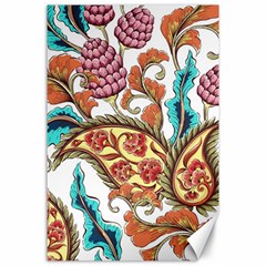 Flowers Pattern Texture White Background Paisley Canvas 24  X 36  by danenraven