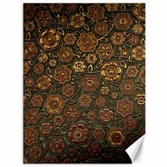 Brown And Green Floral Print Textile Ornament Pattern Texture Canvas 36  X 48 