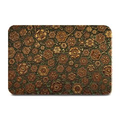 Brown And Green Floral Print Textile Ornament Pattern Texture Plate Mats by danenraven