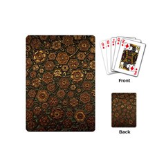 Brown And Green Floral Print Textile Ornament Pattern Texture Playing Cards Single Design (mini) by danenraven