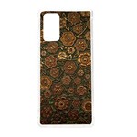 Brown And Green Floral Print Textile Ornament Pattern Texture Samsung Galaxy Note 20 TPU UV Case Front