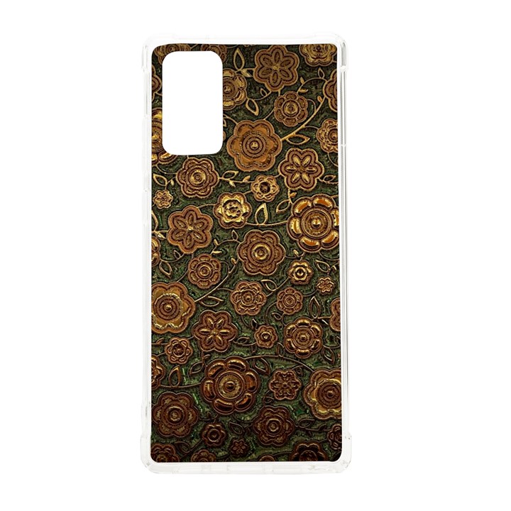 Brown And Green Floral Print Textile Ornament Pattern Texture Samsung Galaxy Note 20 TPU UV Case