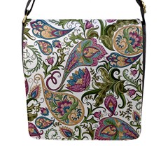 Flowers Pattern Texture White Background Design Floral Flap Closure Messenger Bag (l) by danenraven