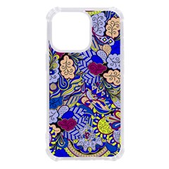 Blue Yellow Background Pattern Vector Texture Paisley Iphone 13 Pro Tpu Uv Print Case by danenraven