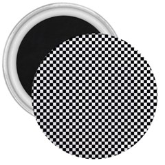 Black And White Checkerboard Background Board Checker 3  Magnets