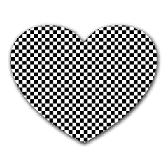 Black And White Checkerboard Background Board Checker Heart Mousepad by Cowasu