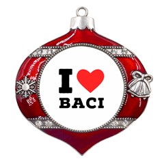 I Love Baci  Metal Snowflake And Bell Red Ornament by ilovewhateva