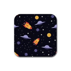 Cosmos Rockets Spaceships Ufos Rubber Square Coaster (4 Pack)