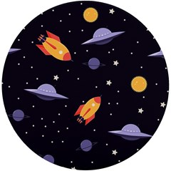 Cosmos Rockets Spaceships Ufos Uv Print Round Tile Coaster by Cowasu