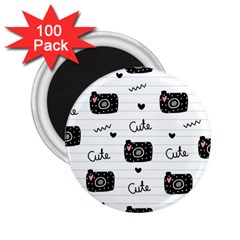 Cute Cameras Doodles Hand Drawn 2 25  Magnets (100 Pack) 